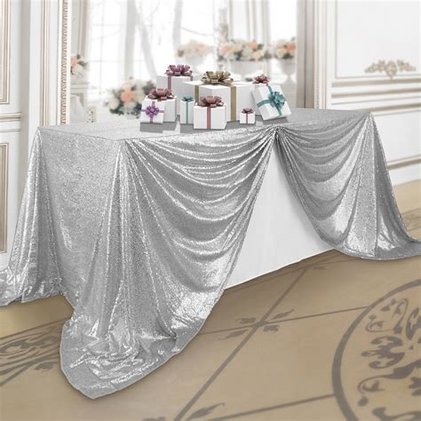 round silver metallic tablecloth